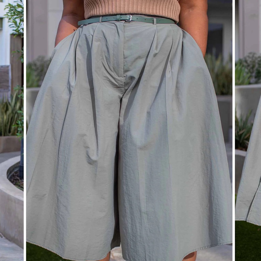 Stylish Pleated Midi Skirt in Sage Green